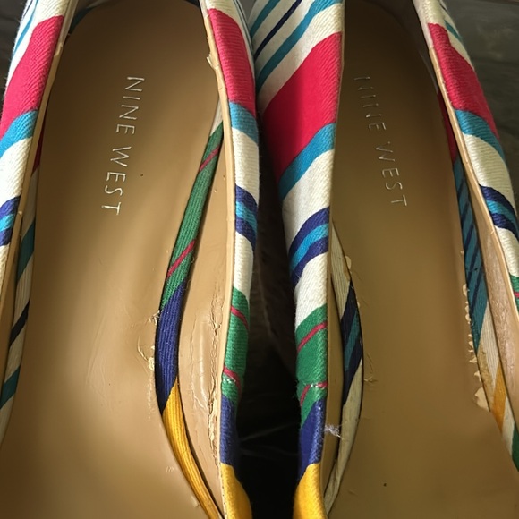 Nine West Wild Thingo Multi-Colored Striped Wedges Heels Shoes Size 8 - Picture 7 of 11